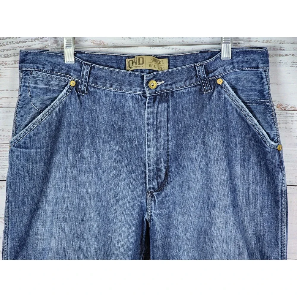 Vintage Old Navy Painters Jeans Mens 36x34 Med Blue Wash Denim Carpenter Utility